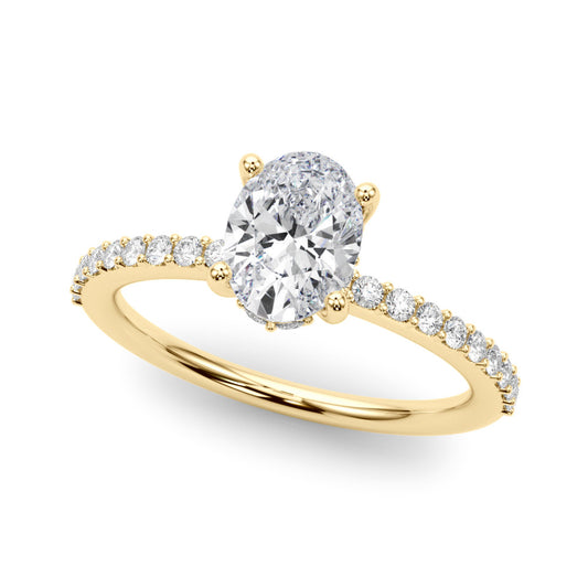 Emery - Oval Cut Lab-Created Diamond Single Row Hidden Halo Engagement Ring (1.30 ct. tw.)