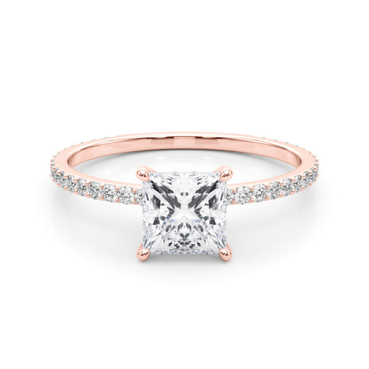 Princess Cut Lab-Created Diamond Single Row Hidden Halo Engagement Ring (1.30 ct. tw.)